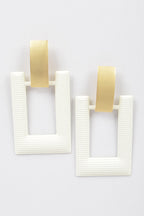 WHITE RECTANGLE SHAPE DROP EARRINGS