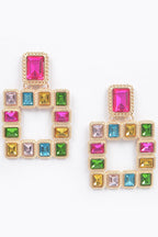 MULTI SQUARE GEMSTONE EARRINGS