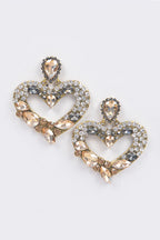 SINGLE HEART BEJEWELED EARRINGS