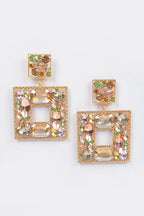 DOUBLE SQUARE BEJEWELED EARRINGS