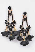 BLACK FLOWER RHINESTONE EARRINGS