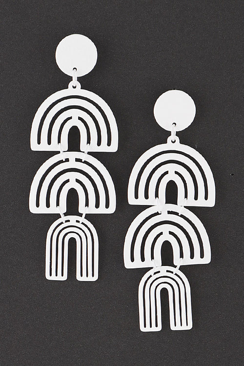 WHITE TRIPLE ARCH EARRINGS