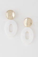 MINIMAL STONE DISK EARRINGS