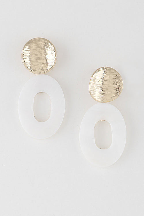 MINIMAL STONE DISK EARRINGS