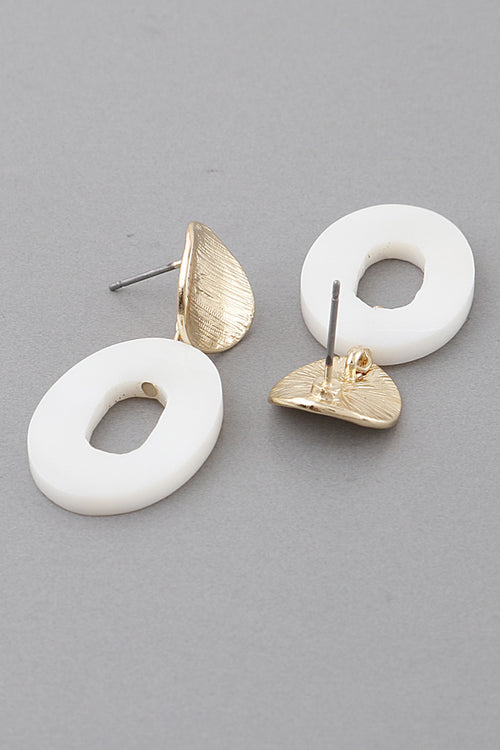 MINIMAL STONE DISK EARRINGS