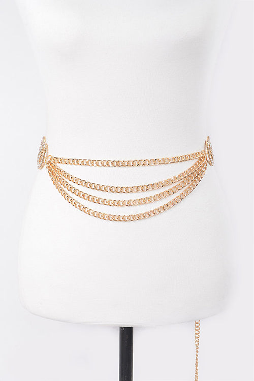 GOLD OO BUCKLE LAYER CHAIN BELT