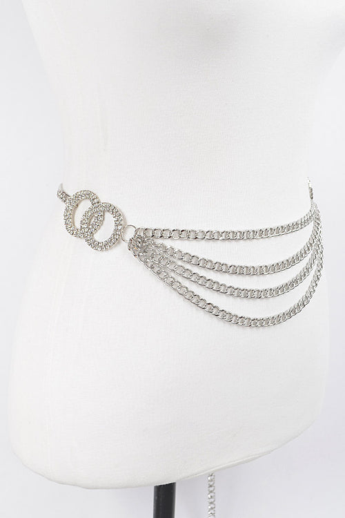 SILVER OO BUCKLE LAYER CHAIN BELT